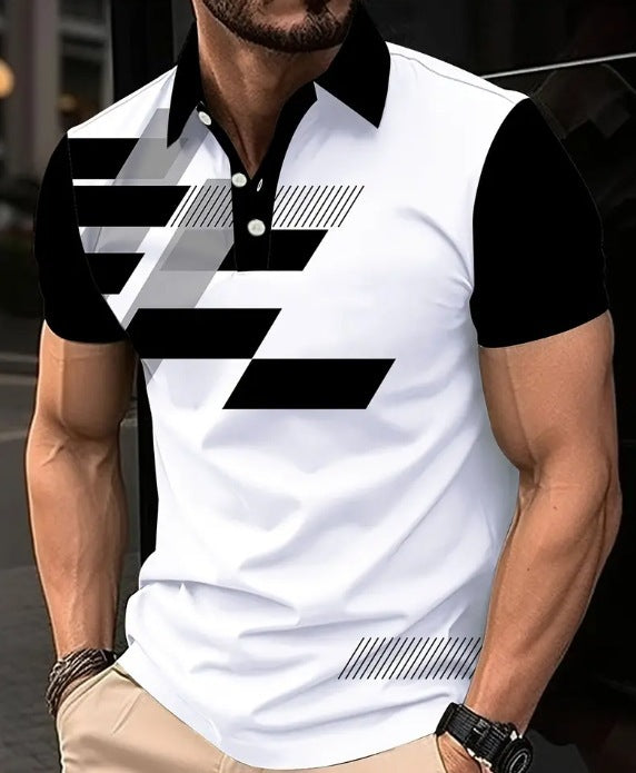 Men’s Printed Color Short-sleeved Lapel Shirt - 15 Models / S