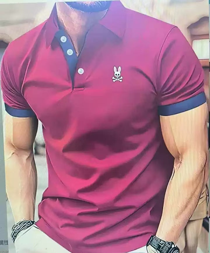 Men’s Printed Color Short-sleeved Lapel Shirt - 21 Models / S