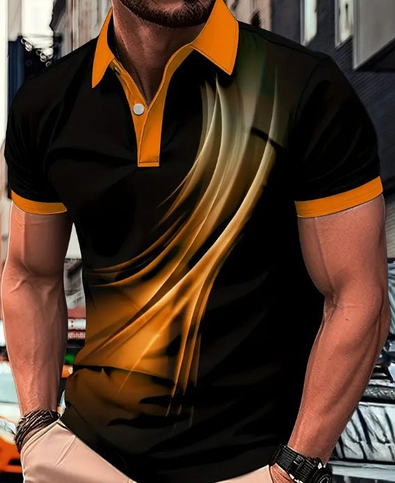 Men’s Printed Color Short-sleeved Lapel Shirt - 5 Models / S