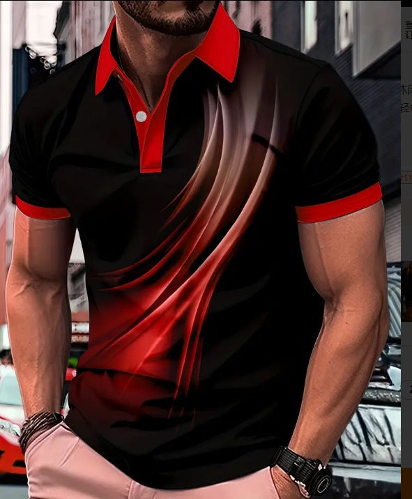 Men’s Printed Color Short-sleeved Lapel Shirt - 6 Models / S