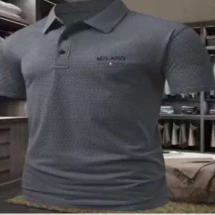Men’s Printed Color Short-sleeved Lapel Shirt
