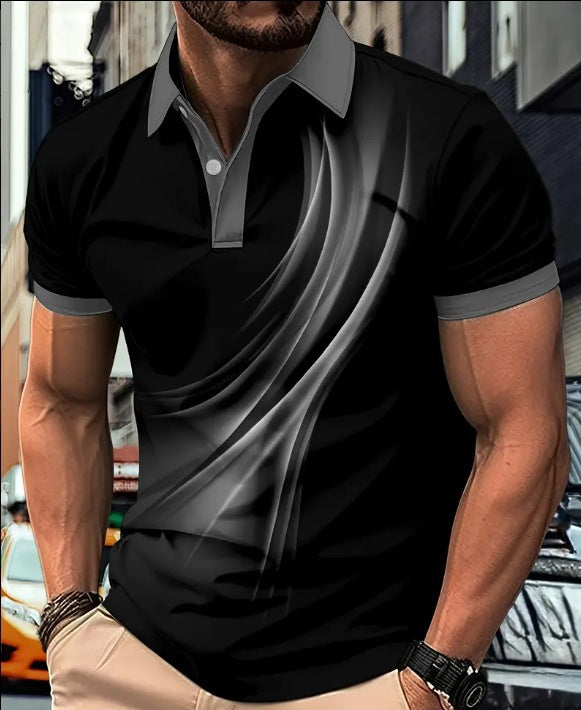 Men’s Printed Color Short-sleeved Lapel Shirt - 7 Models / S
