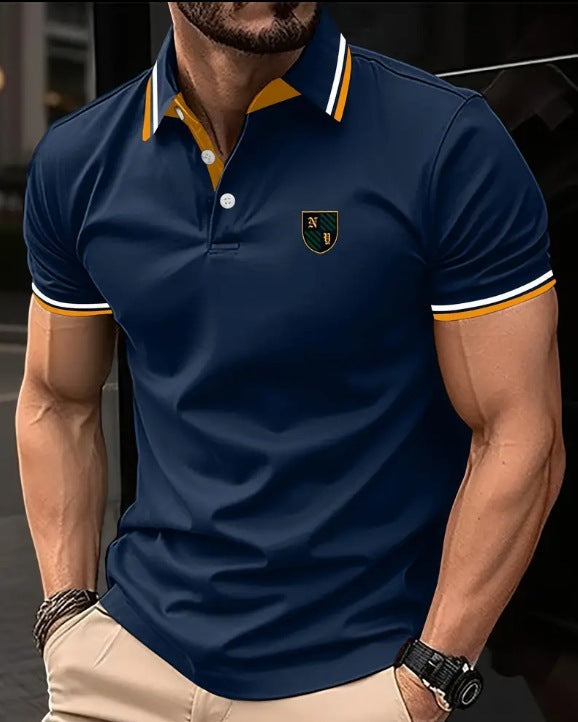 Men’s Printed Color Short-sleeved Lapel Shirt - 9 Models / S