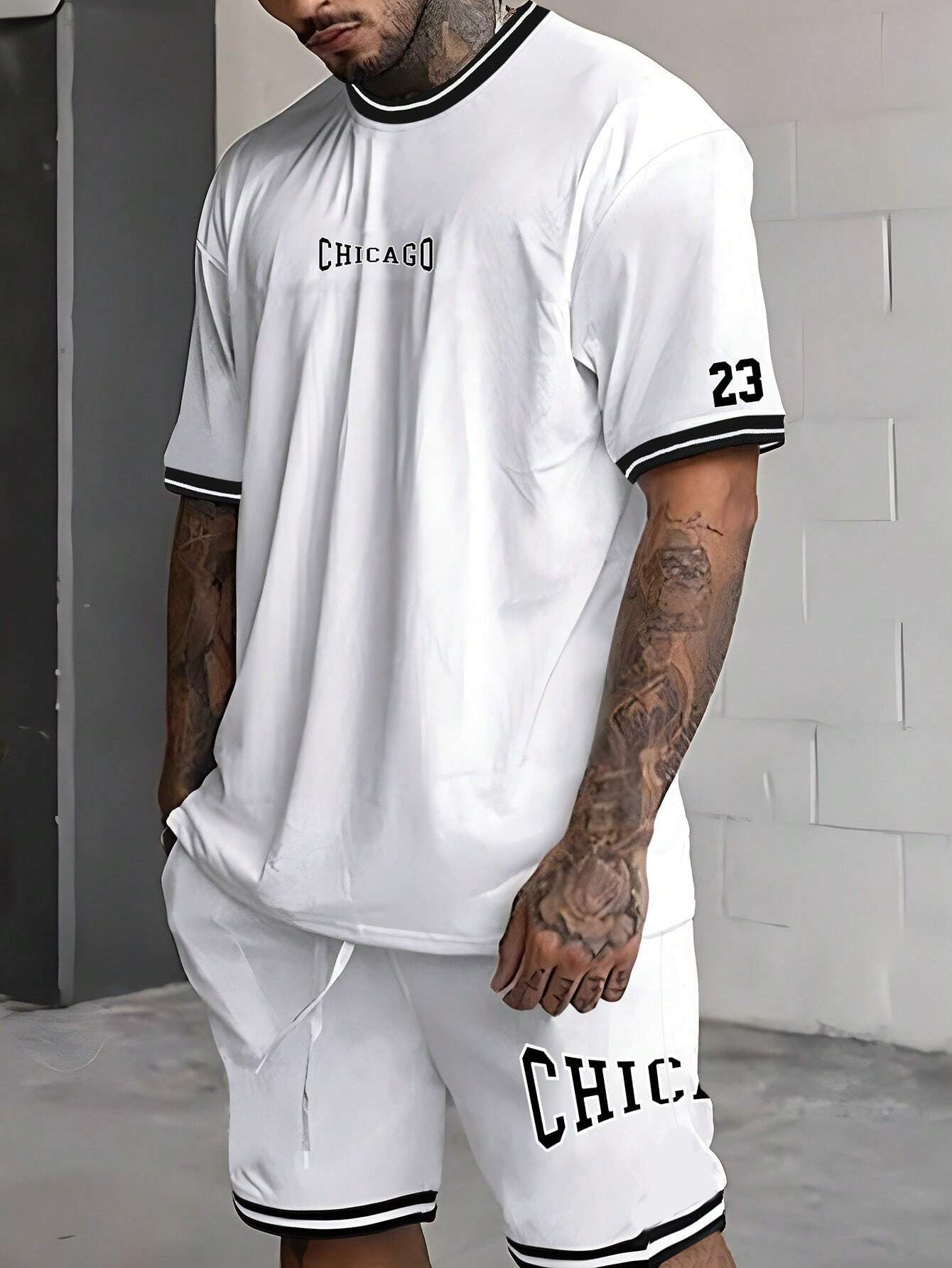 Short-sleeved T-shirt Suit Men’s Summer New Fashion Trendy - G23P1477 / S