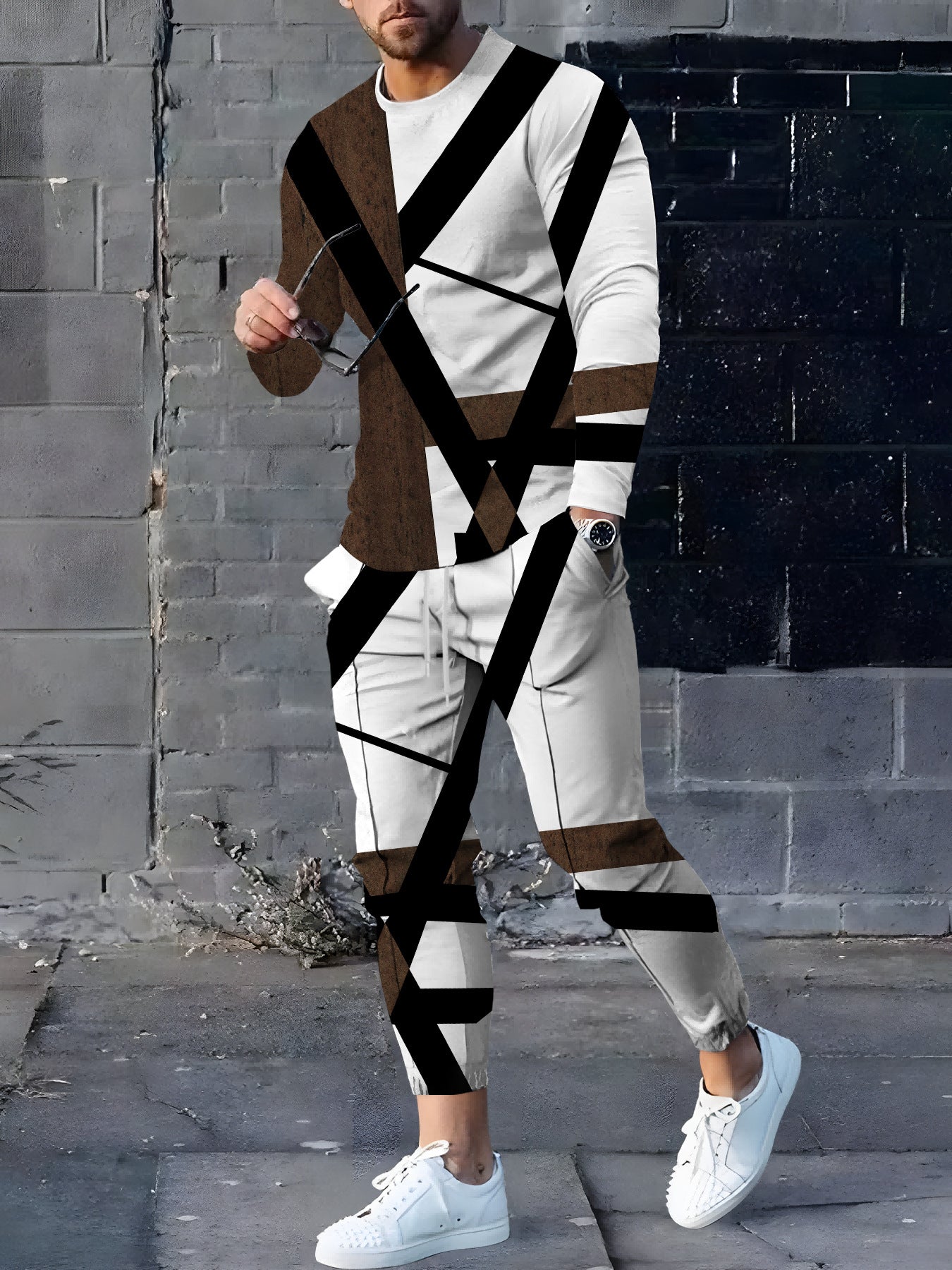 In Stock Wear Sports And Leisure Suit Printed T-shirt Length - 2023952 / S
