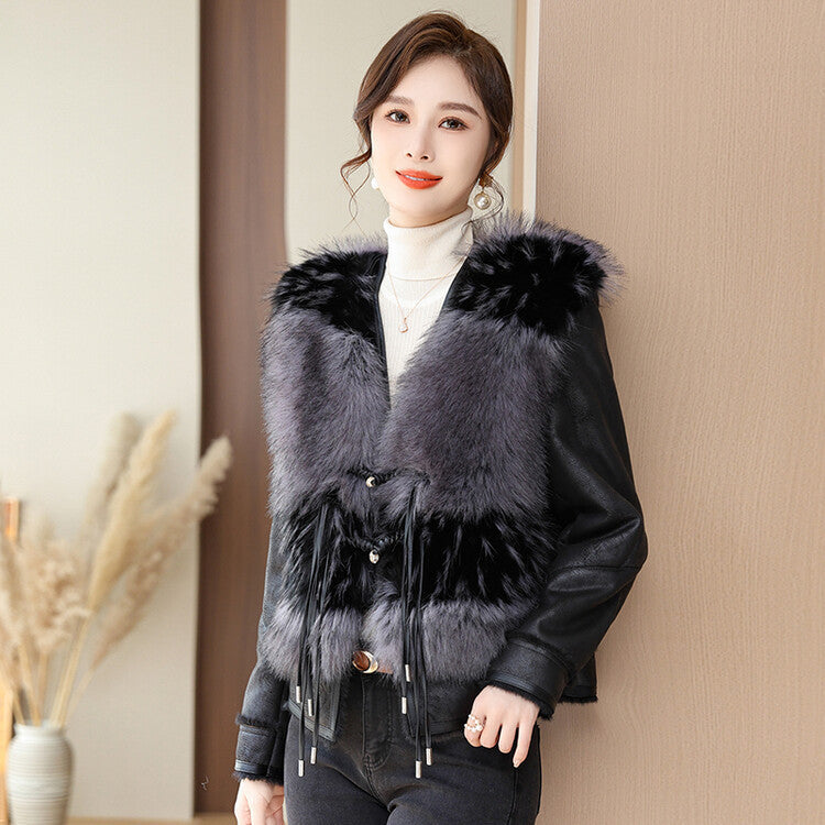 Middle-aged Women’s Clothing Winter Leather Coat Casual Fashionable Jacket - Gray / XL