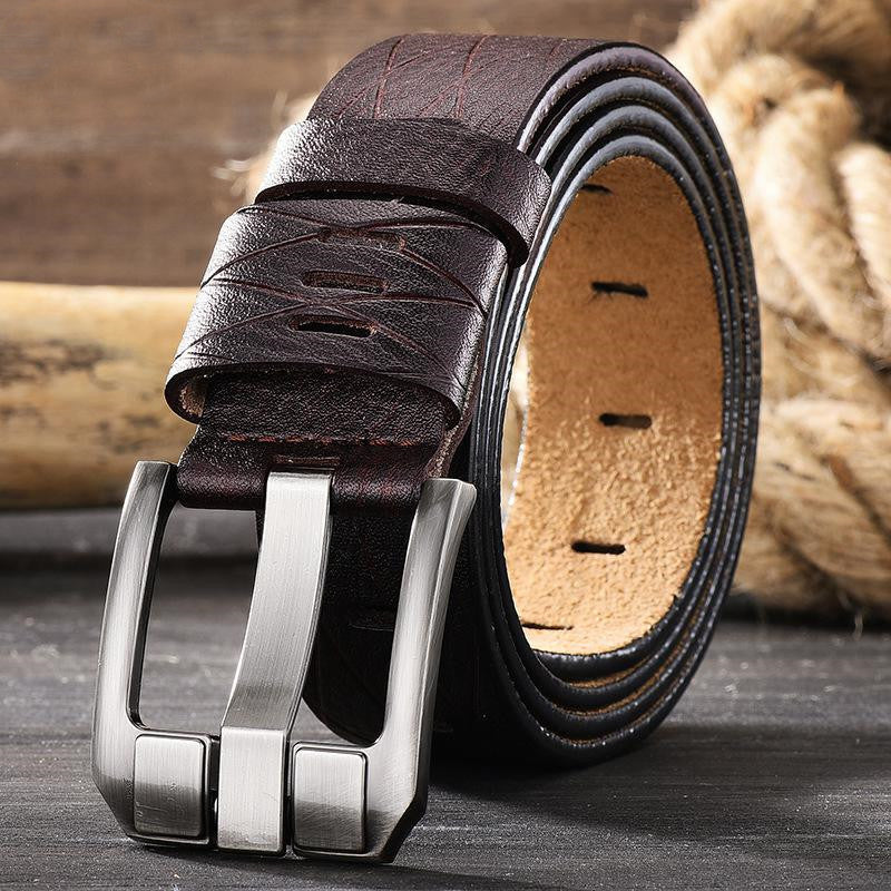 Versatile leather belt for men - Brown / 115cm