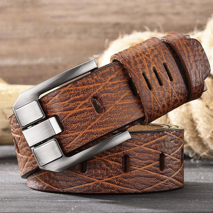 Versatile leather belt for men - Light Brown / 120cm