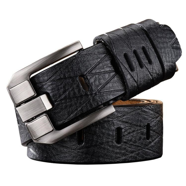 Versatile leather belt for men - Black / 125cm
