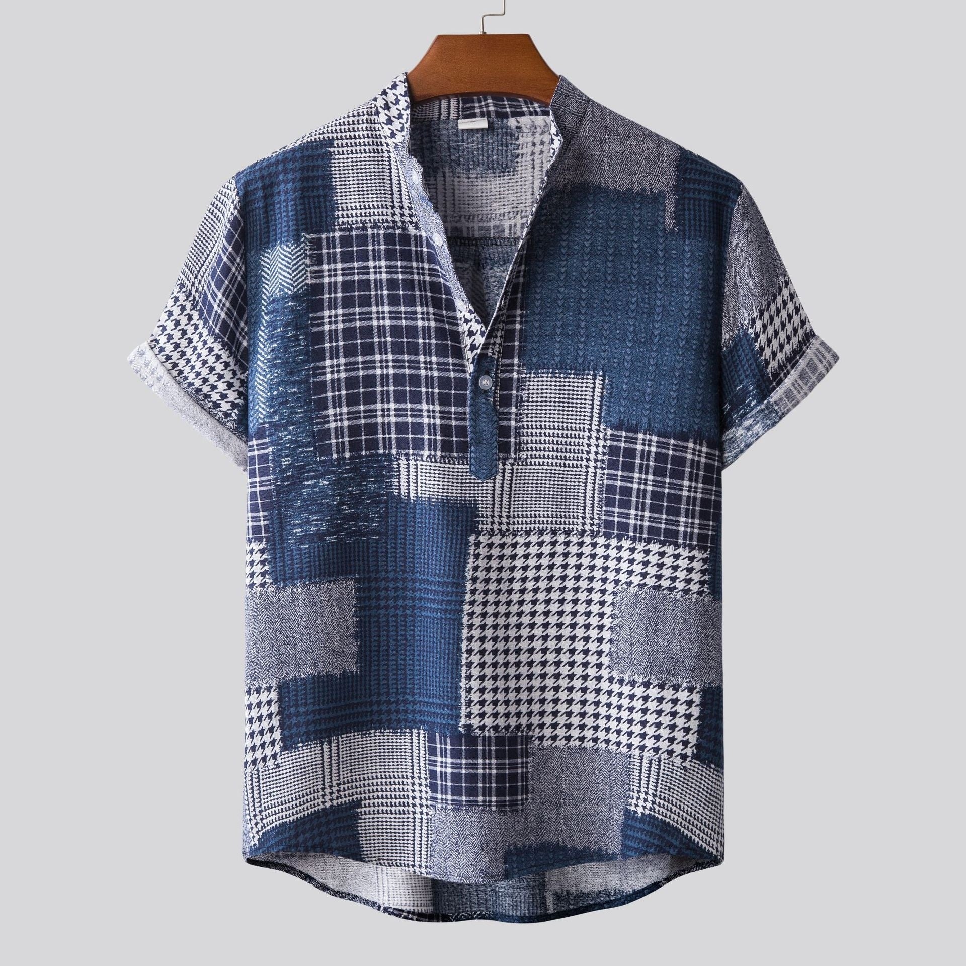 Lapel Cotton Slim-fit Printed Bamboo Shirt - 5Style / S