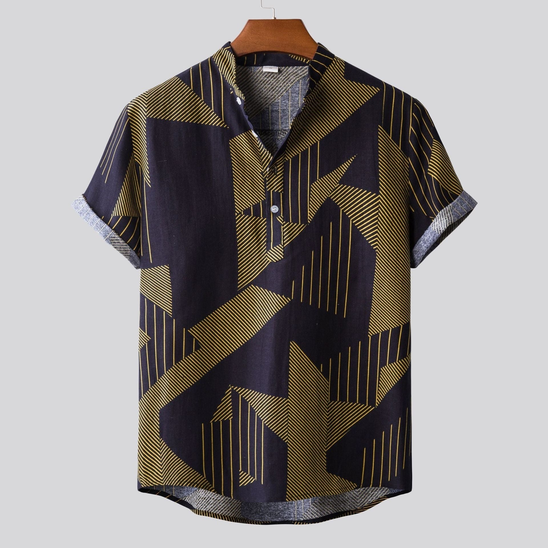Lapel Cotton Slim-fit Printed Bamboo Shirt - 6Style / S