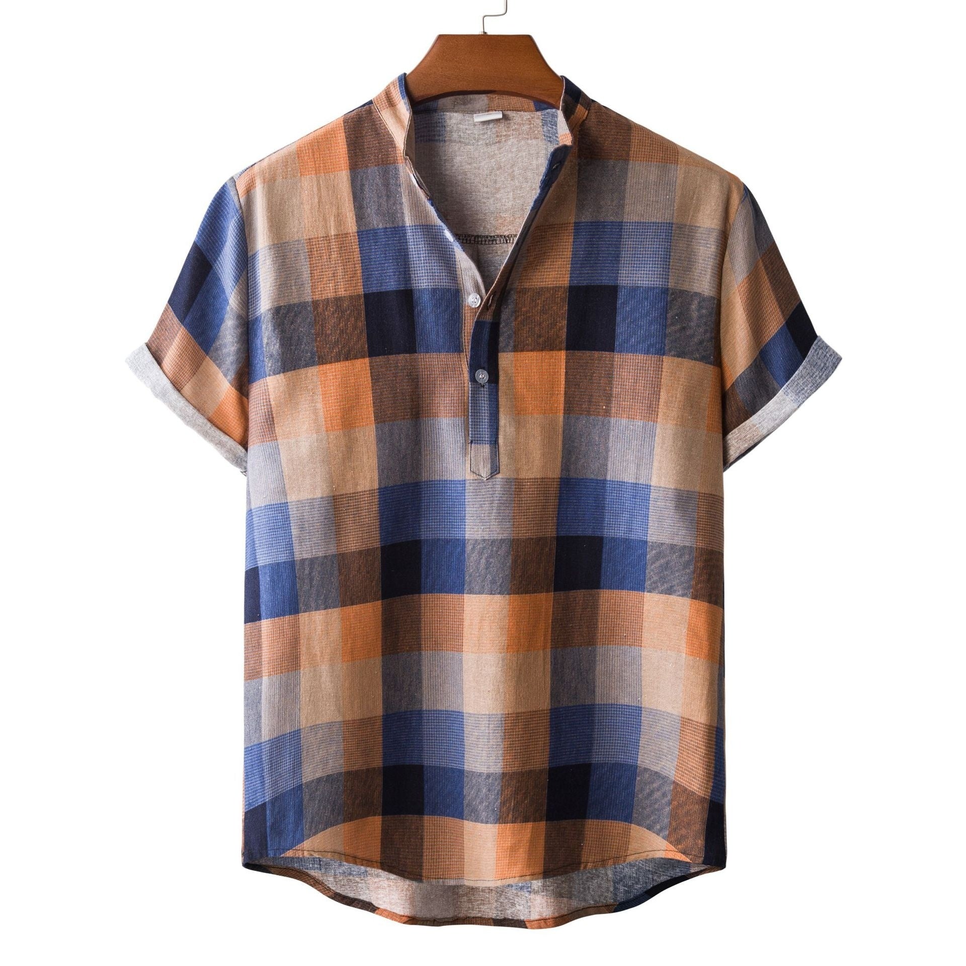 Lapel Cotton Slim-fit Printed Bamboo Shirt - 8Style / S