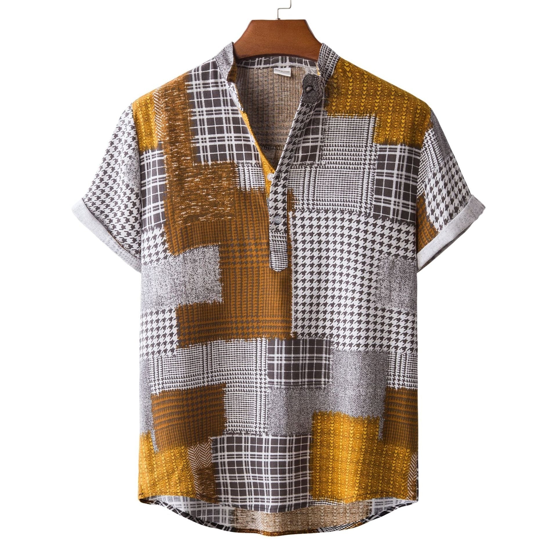 Lapel Cotton Slim-fit Printed Bamboo Shirt - 9Style / S