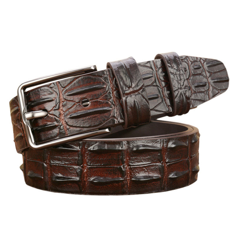 New Fashion Luxury Leather Design Male Dermis Leather Belt - Coffee / 110cm
