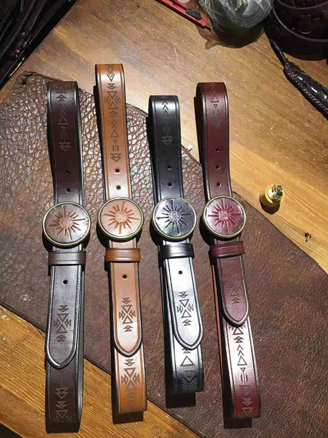 Retro First Layer Cowhide Men’s Casual Leather Belt - Redbrown