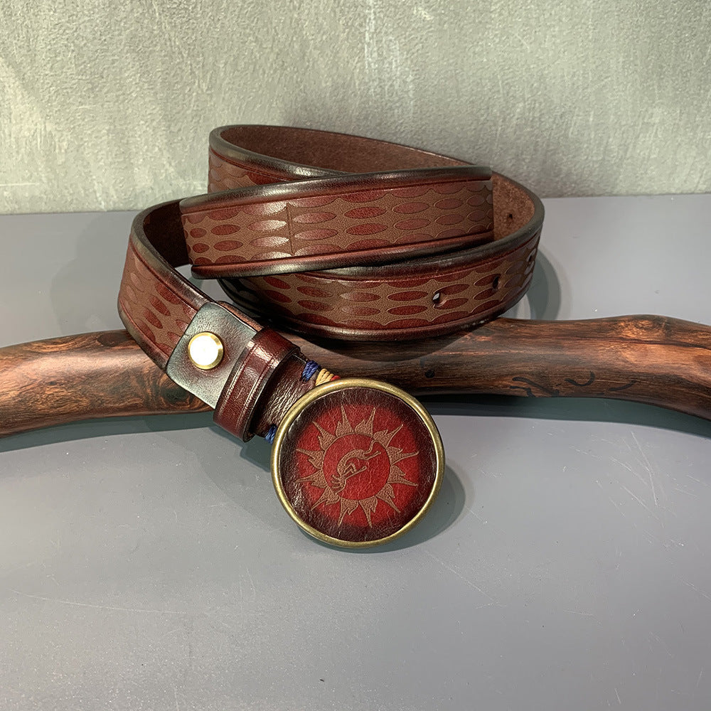 Retro First Layer Cowhide Men’s Casual Leather Belt