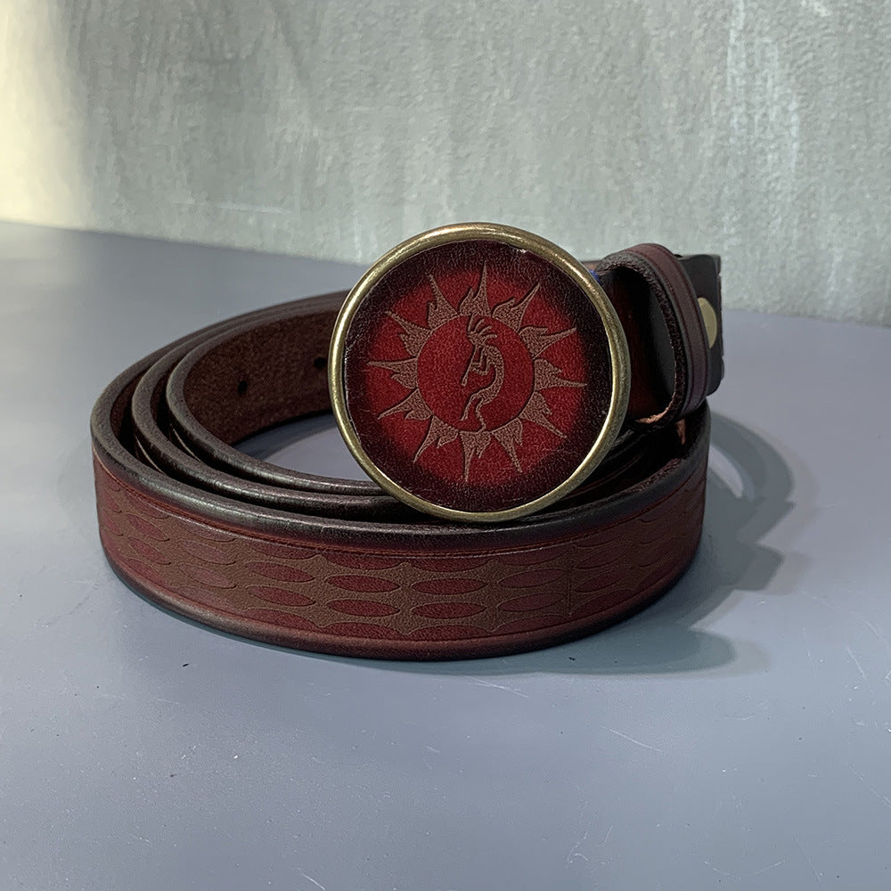 Retro First Layer Cowhide Men’s Casual Leather Belt