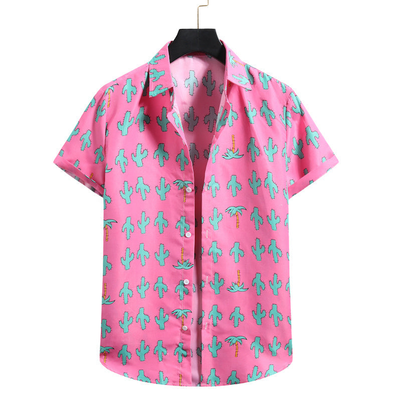 Lapel Cotton Slim-fit Printed Bamboo Shirt - 15Style / S