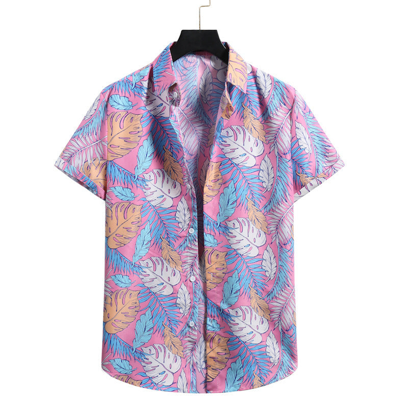 Lapel Cotton Slim-fit Printed Bamboo Shirt - 19Style / S