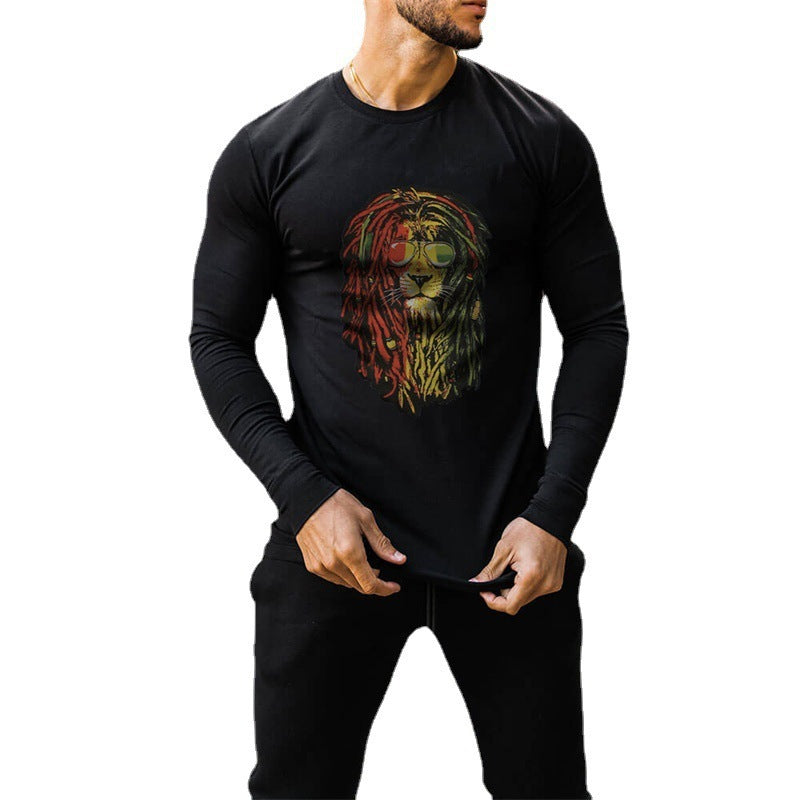 Solid Color Men’s Top Crew Neck Slim Print