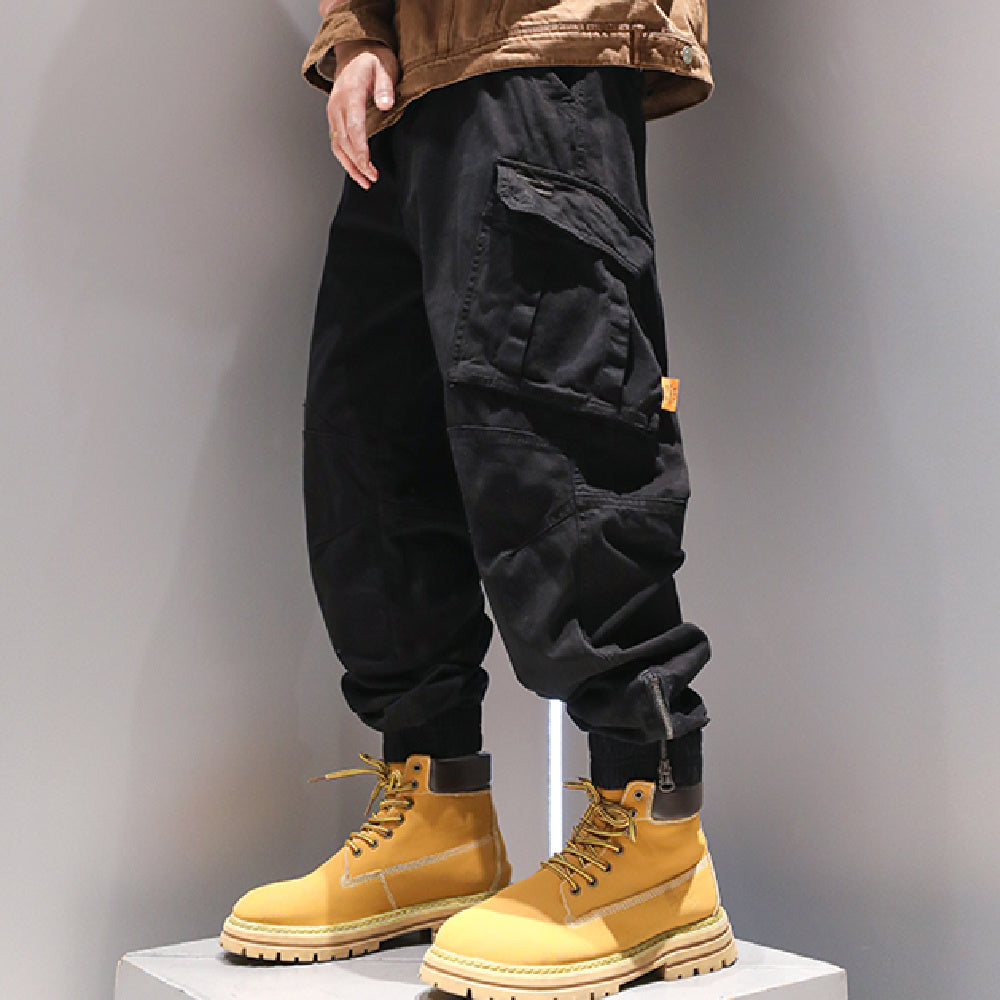 Foot Binding Zipper Design Niche Casual Pants - Black / 28