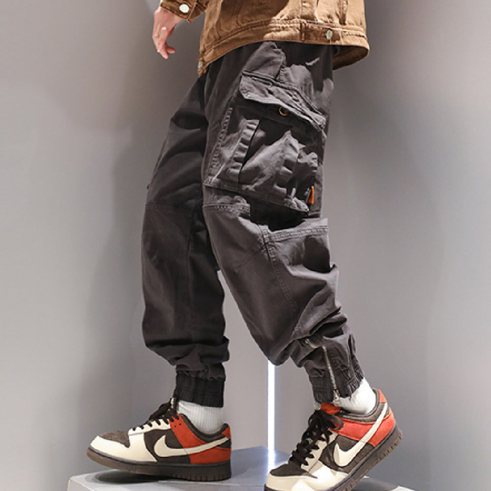 Foot Binding Zipper Design Niche Casual Pants - Gray / 28