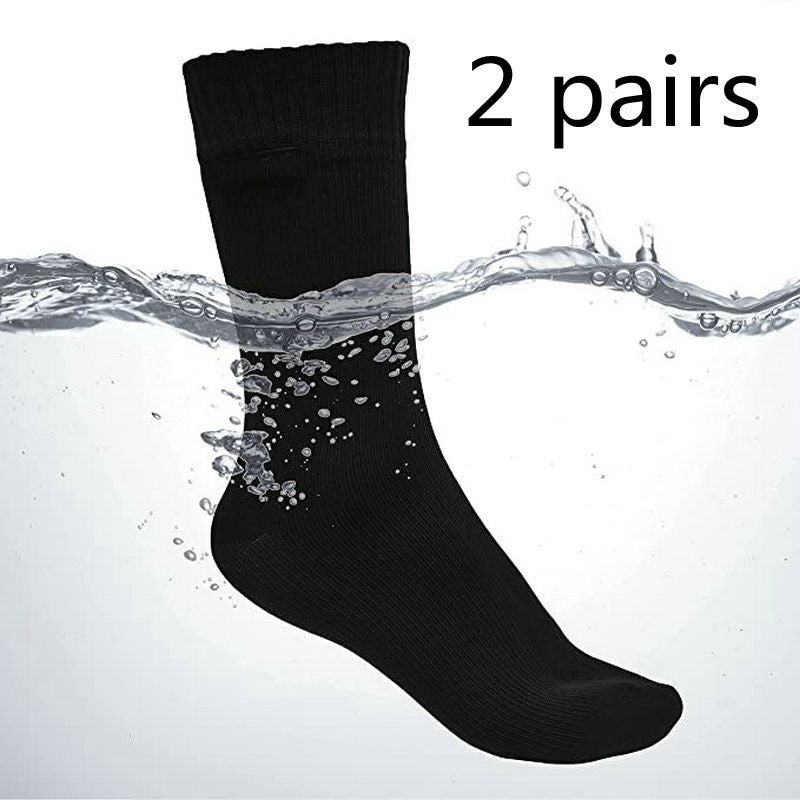 Waterproof Socks Autumn And Winter Thickening Breathable Cotton Men’s Stockings - Black / L / 2pairs