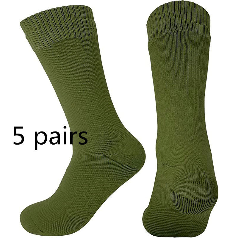 Waterproof Socks Autumn And Winter Thickening Breathable Cotton Men’s Stockings - Army Green / L / 5pairs