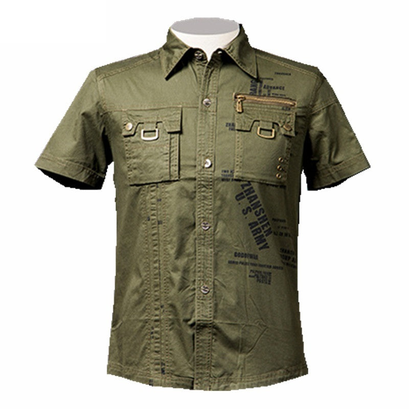 Men’s casual military shirt - Army Green / M