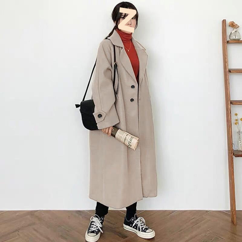 Fashion Personality Female Winter Loose Woolen Coat - Beige / S