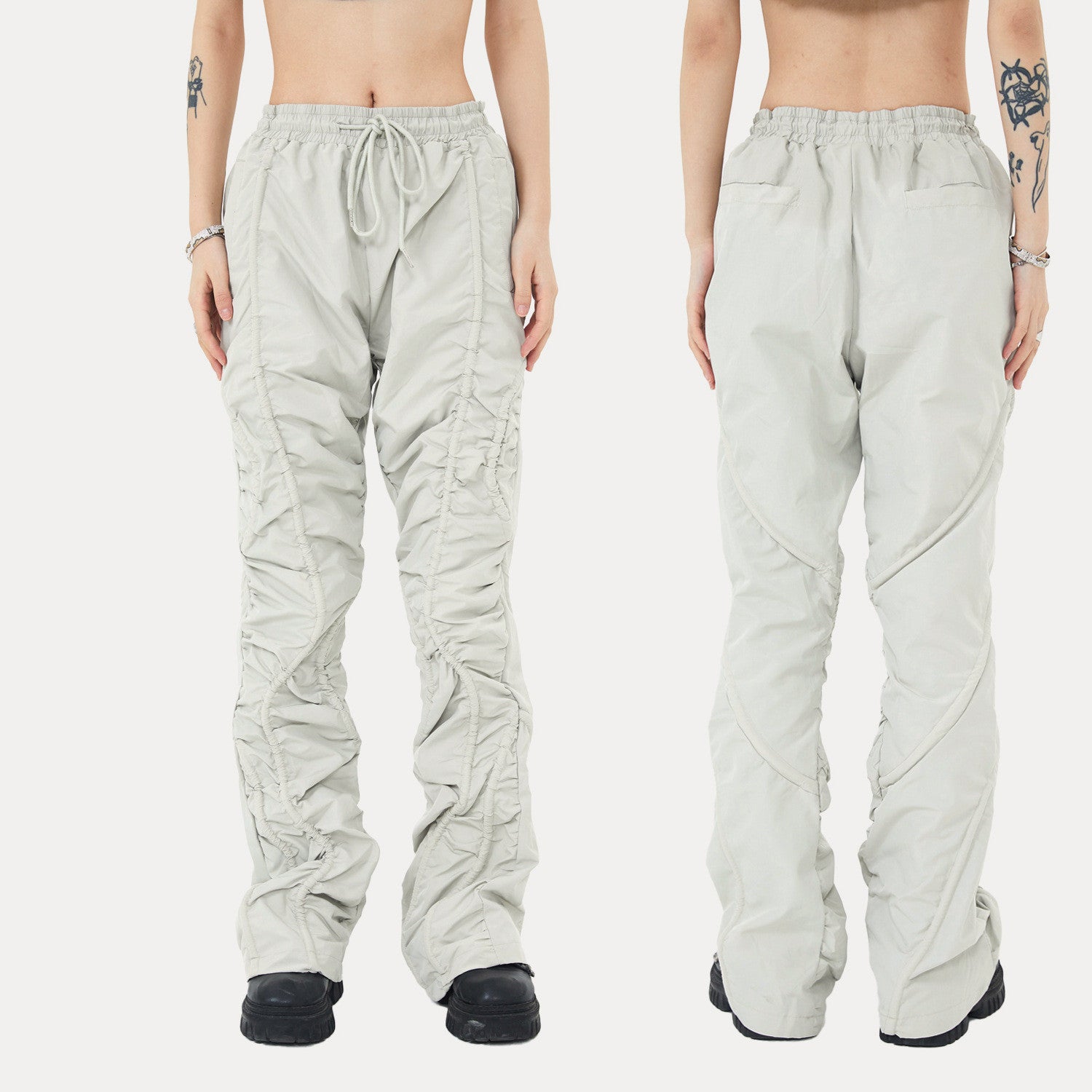 Men’s Pleated Straight Tube Loose Street High Street Sports Casual Pants