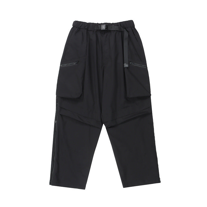 Multi-Pocket Tactical Casual Loose Windproof Cargo Pants - Black / M
