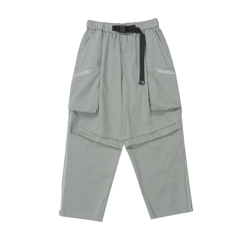 Multi-Pocket Tactical Casual Loose Windproof Cargo Pants - Grey / M
