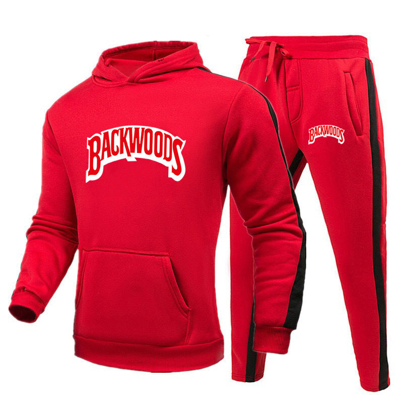 Autumn And Winter Hooded Sweater And Pants Suit Trend - Red / S