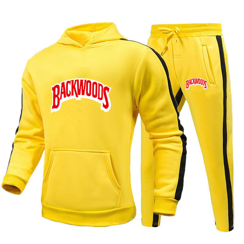Autumn And Winter Hooded Sweater And Pants Suit Trend - Yellow / S