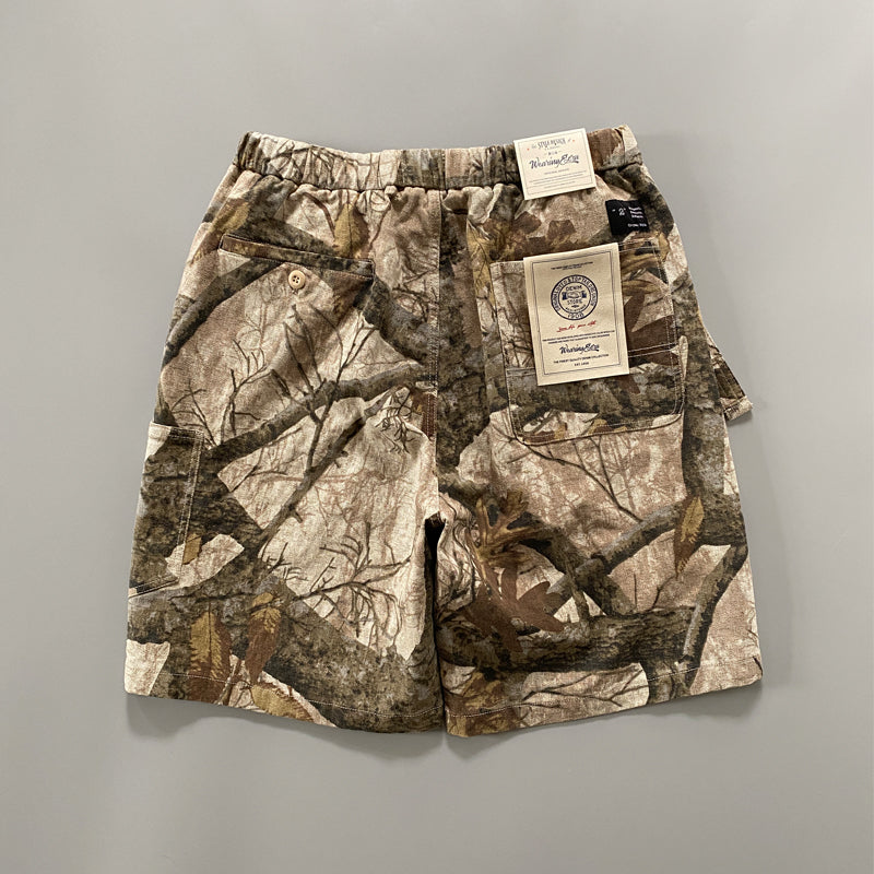 Heavy Dead Wood Branch Camouflage Shorts Men’s Maple Leaf Shorts - Apricot Color Trunk Camouflage / S