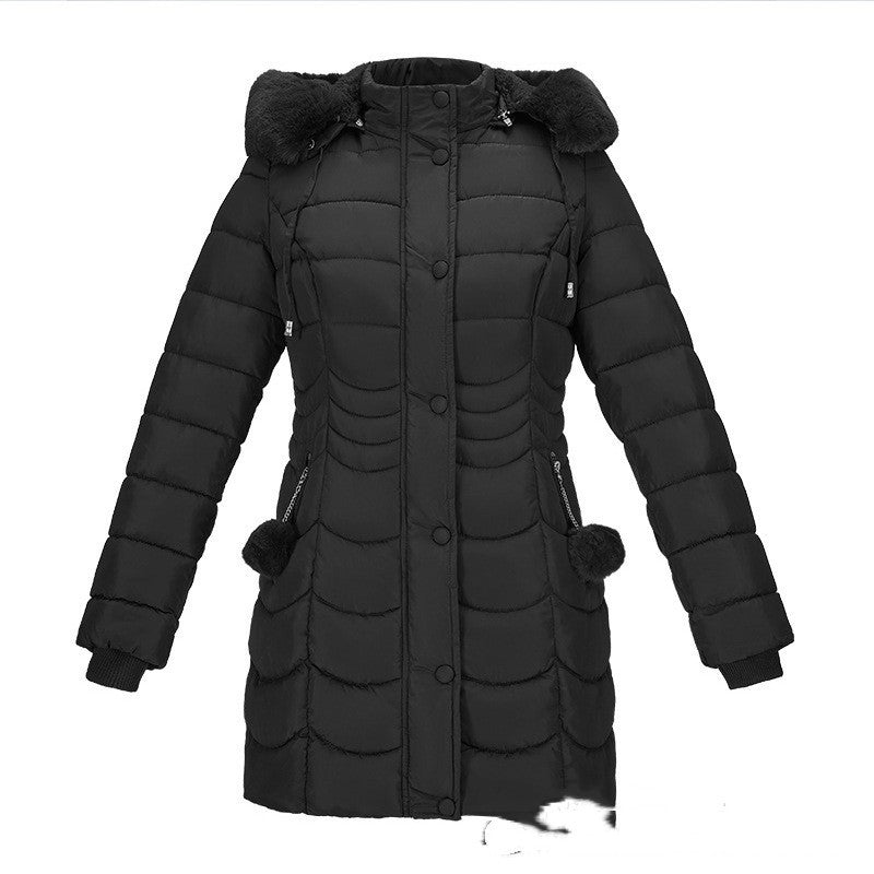 Casual Pure Color Thickened Velvet Cotton Clothes - Black / S
