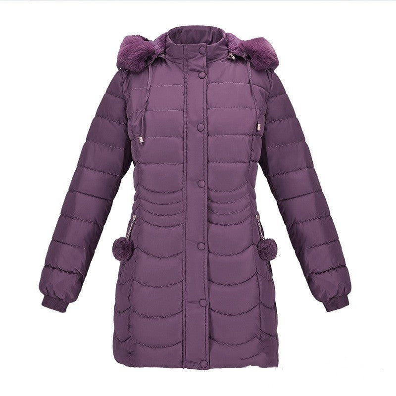 Casual Pure Color Thickened Velvet Cotton Clothes - Purple / S