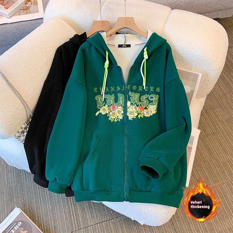 Women’s Velvet Padded Thickened Sweater Warm Hooded