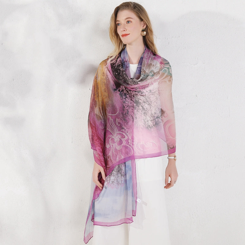 Versatile Scarf Long Sun Protection Shawl - Pink purple