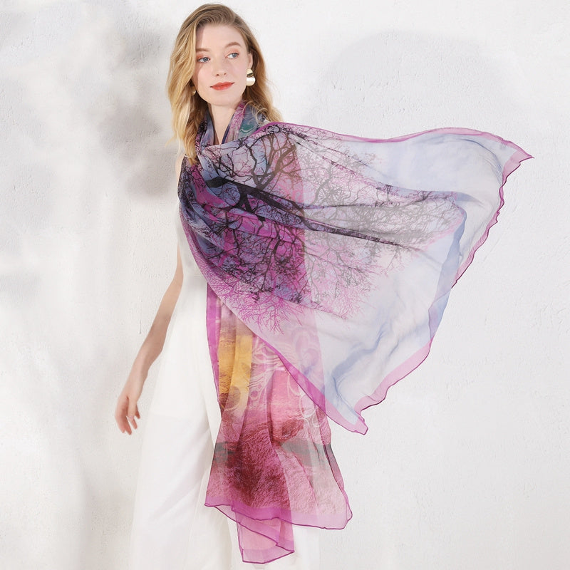 Versatile Scarf Long Sun Protection Shawl - Pink purple
