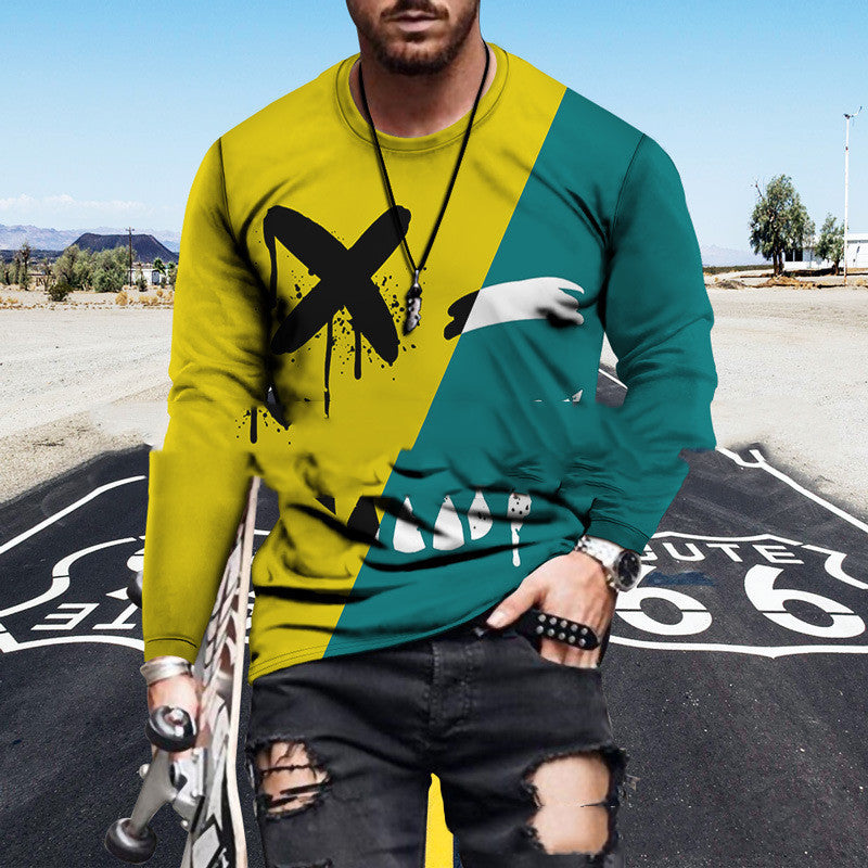 Color Block Printed Tops For Men - 9 Style / XXS