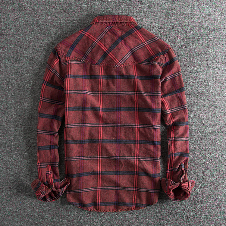 Slim all-match Men’s Casual Plaid Long-sleeved Shirt