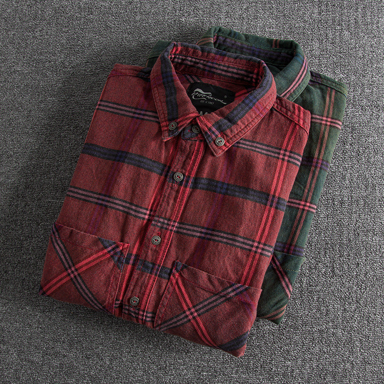 Slim all-match Men’s Casual Plaid Long-sleeved Shirt