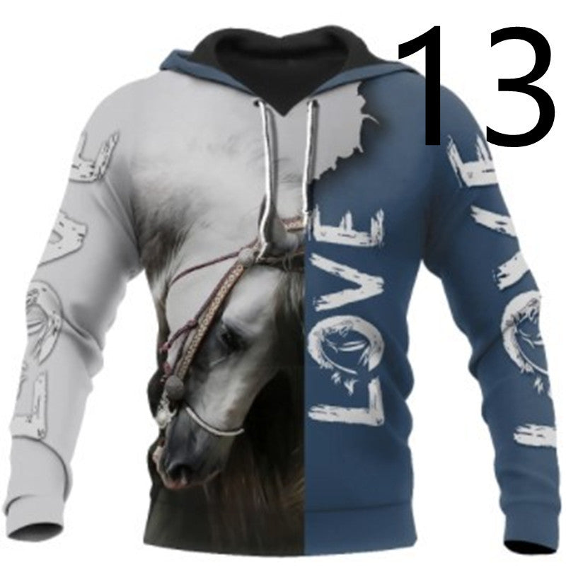 Thin 3D Digital Printing Hooded Sweatshirt - 13 Style / XS