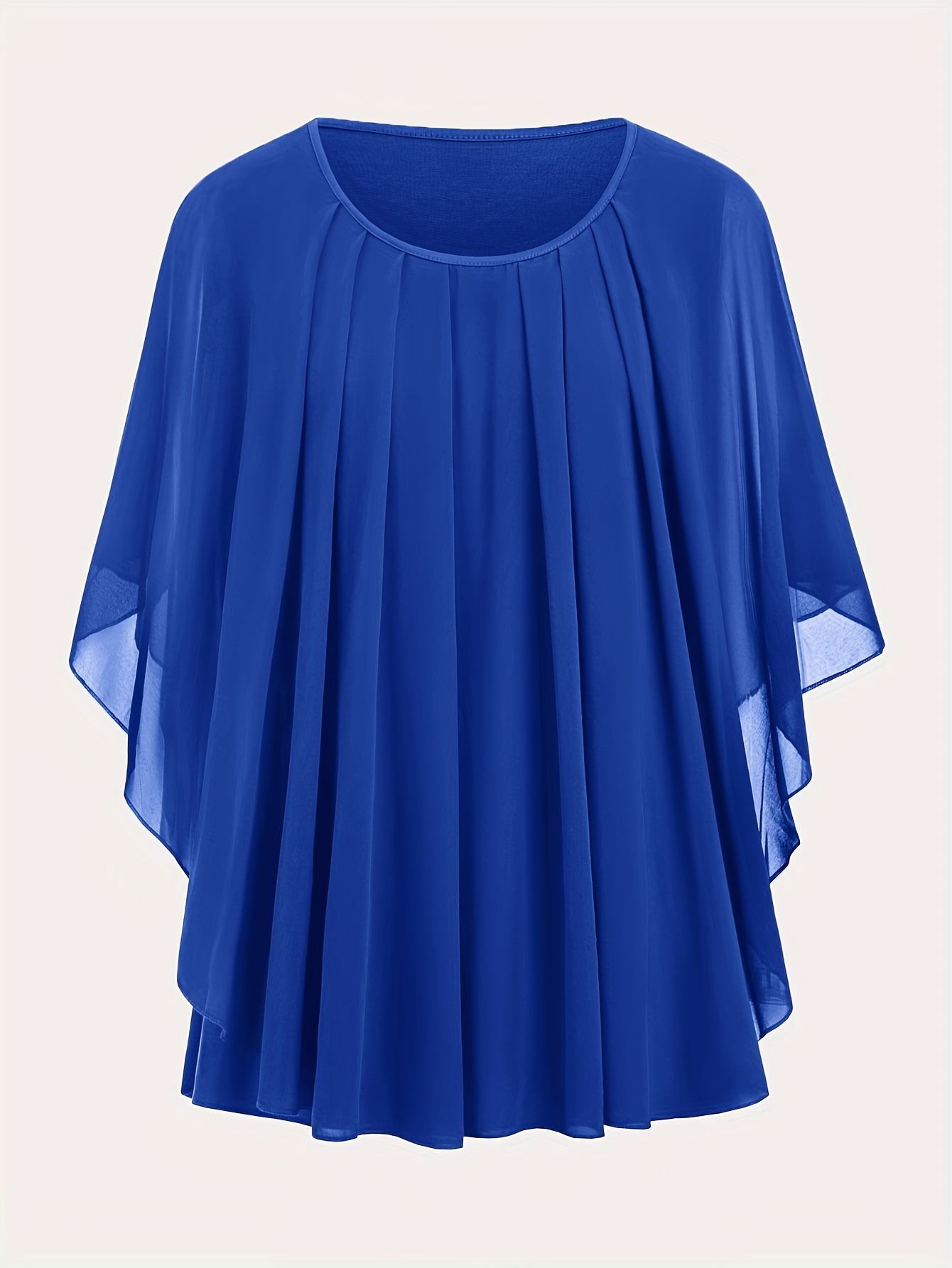 European And American Plus Size Women’s Clothes New Belly-covering Slimming Loose Solid Color Short Sleeve - Blue / XL