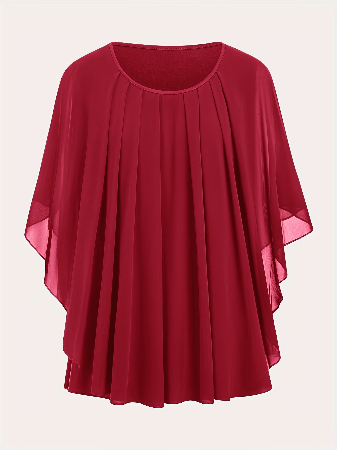 European And American Plus Size Women’s Clothes New Belly-covering Slimming Loose Solid Color Short Sleeve - Red / XL