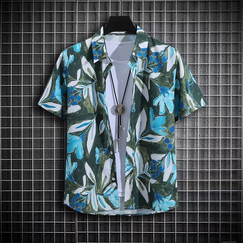 Men’s Summer Niche Design Loose Plus Size Casual Shirt - Green / M