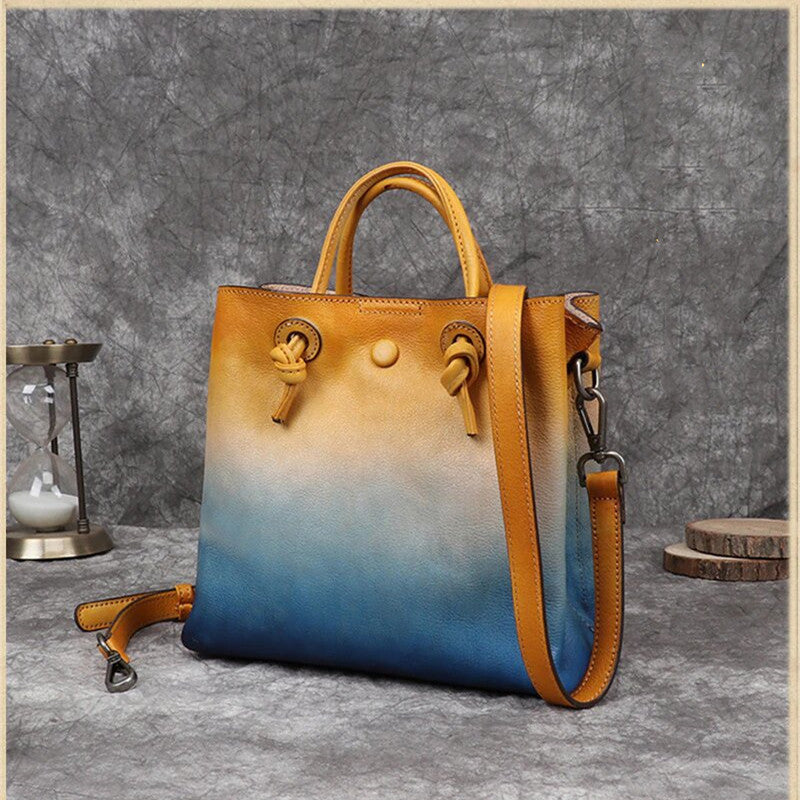 Vintage Cowhide Bucket Bag Zipper Pocket Luxury Find