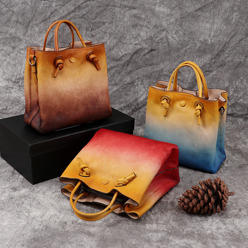 Vintage Cowhide Bucket Bag Zipper Pocket Luxury Find